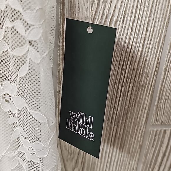 Wild Fable Off White Lace Maxi Dress Over Mini Short Sleeves Womens Large NWT - Picture 5 of 12